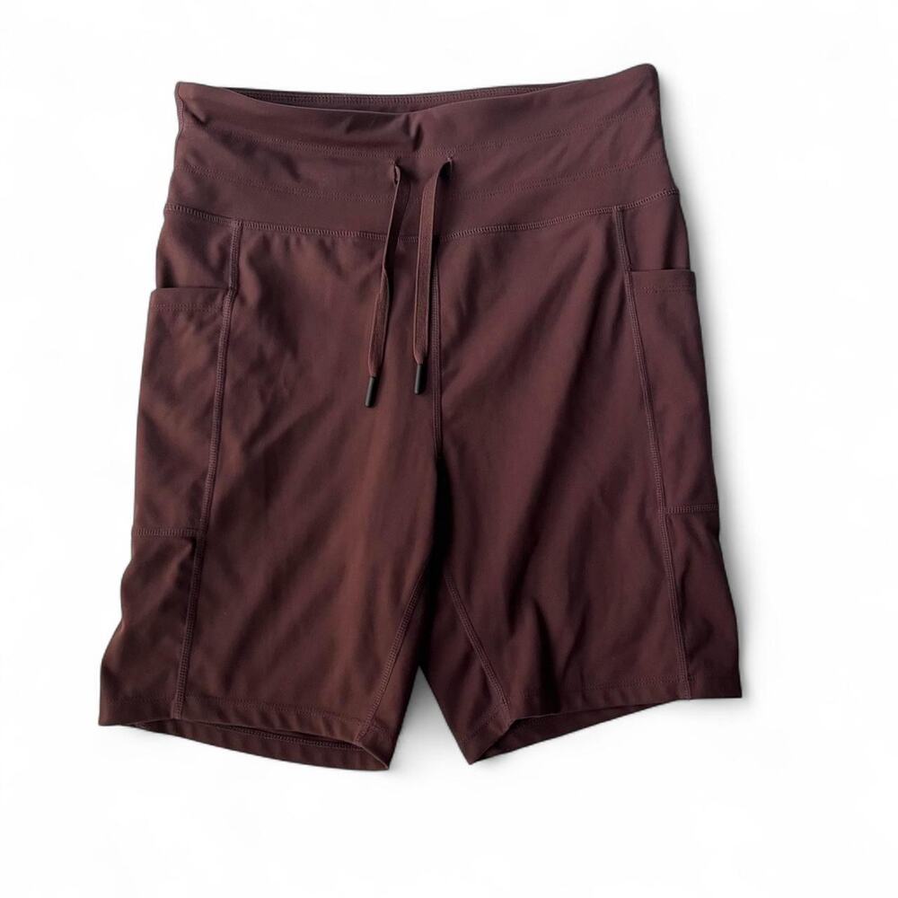 Kensie Chocolate Brown High Rise Biker Shorts.